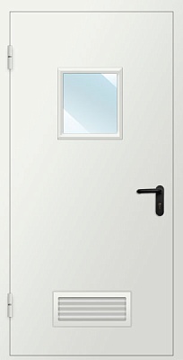 Техническая дверь с остеклением и вентиляционной решеткой