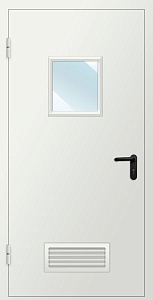 Техническая дверь с остеклением и вентиляционной решеткой